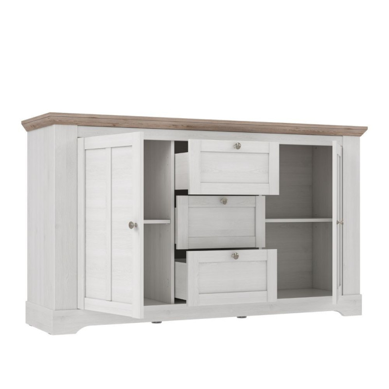 Madia Forma con 3 cassetti e 2 ante colore rovere neve e piano olmo scuro