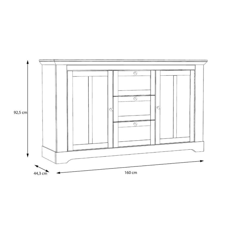 Madia Forma con 3 cassetti e 2 ante colore rovere neve e piano olmo scuro