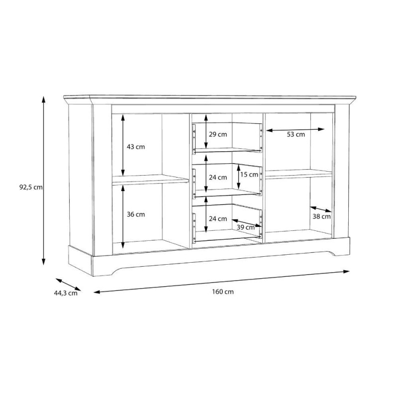Madia Forma con 3 cassetti e 2 ante colore rovere neve e piano olmo scuro