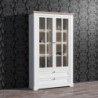 Vetrina Forma con 2 cassetti e 2 ante con vetro e con luce integrata colore rovere neve e piano olmo scuro