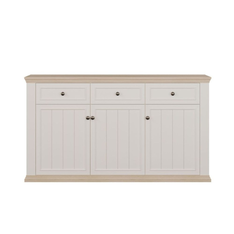 Madia Essenza con 3 cassetti e 3 ante in stile classico colore bianco e rovere