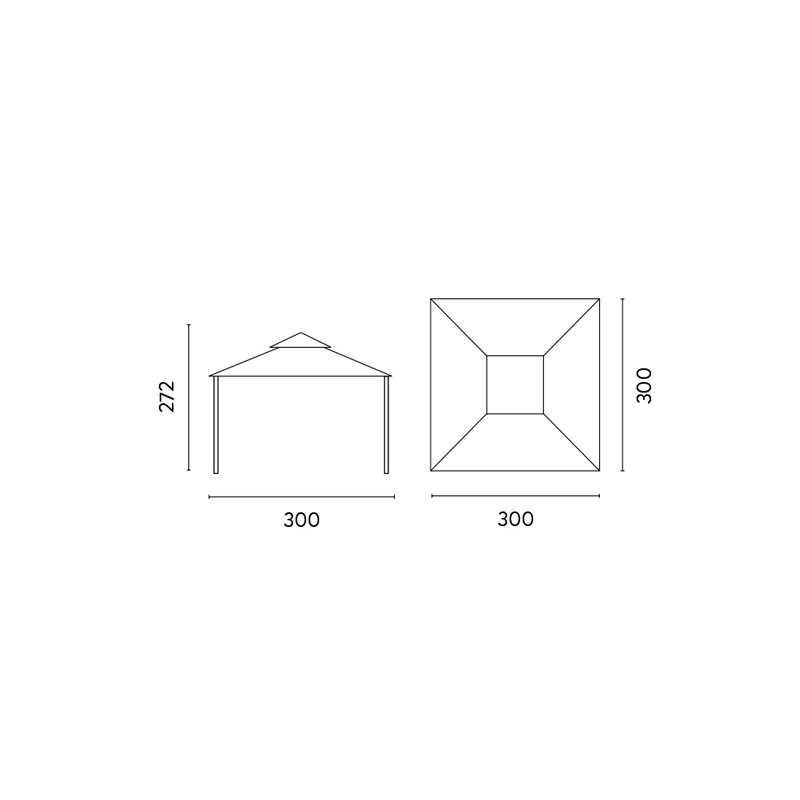 Gazebo Moia quadrato 3x3 mt robusto e versatile per esterno