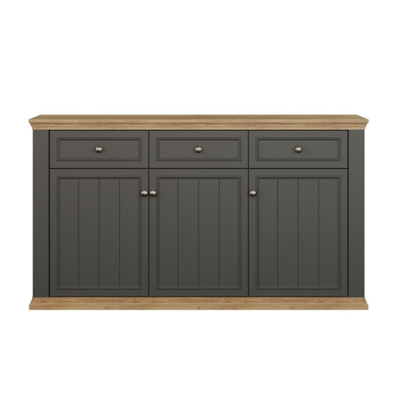 Madia Essenza con 3 cassetti e 3 ante in stile classico colore grigio scuro e rovere