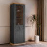 Vetrina Essenza con 1 anta a vetro 1 cassetto e 1 anta in stile classico colore grigio scuro e rovere