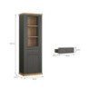Vetrina Essenza con 1 anta a vetro 1 cassetto e 1 anta in stile classico colore grigio scuro e rovere