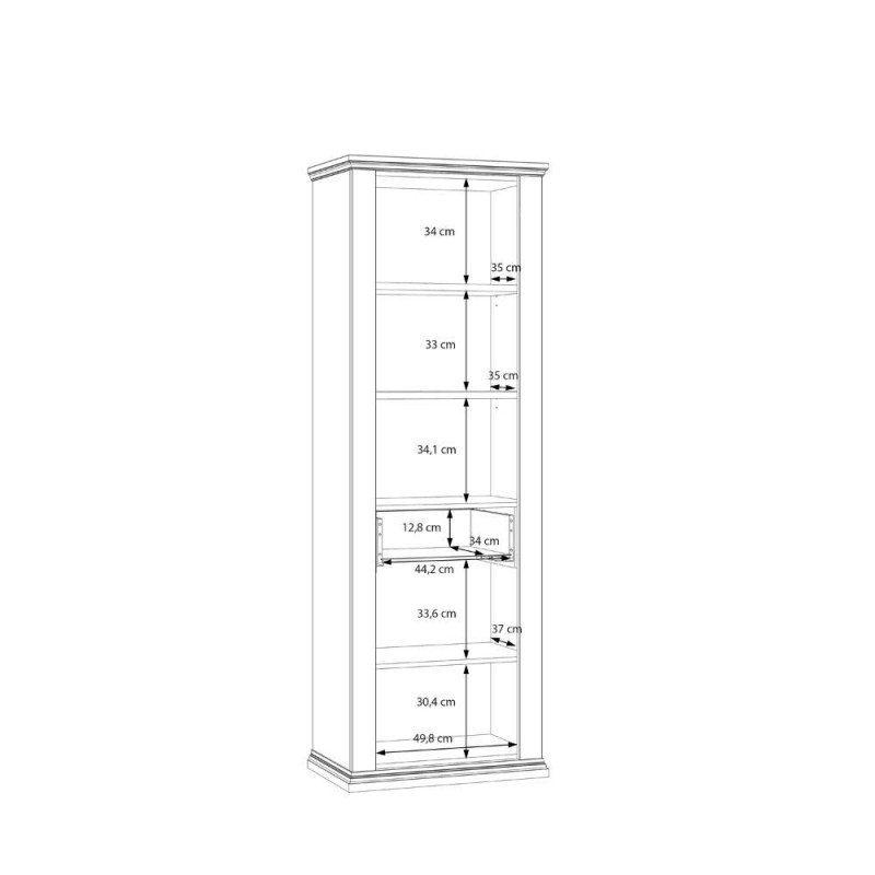 Vetrina Essenza con 1 anta a vetro 1 cassetto e 1 anta in stile classico colore grigio scuro e rovere