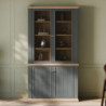 Vetrina Essenza con 2 ante a vetro e 2 ante in stile classico colore grigio scuro e rovere