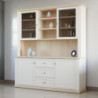 Vetrina Essenza con 4 ante 3 cassetti e nicchie a giorno colore bianco e rovere