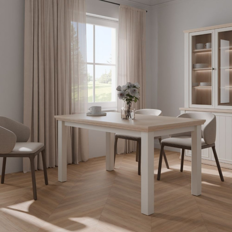 Tavolo allungabile Essenza con piano rovere e struttura bianca