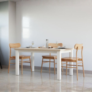 Zoom Tavolo allungabile Essenza con piano rovere e struttura bianca