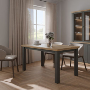 Tavolo allungabile Essenza con piano rovere e struttura grigio scuro