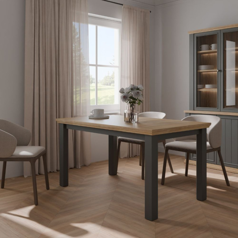 Tavolo allungabile Essenza con piano rovere e struttura grigio scuro
