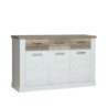 Madia Flux 3 ante e 3 cassetti in colore pino bianco e rovere antico