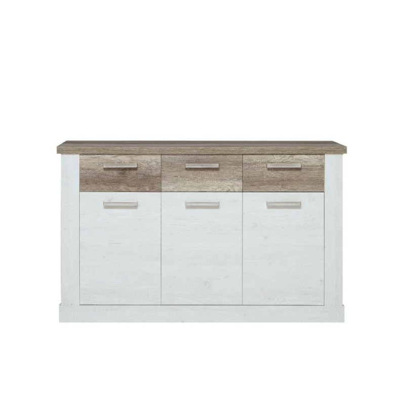 Madia Flux 3 ante e 3 cassetti in colore pino bianco e rovere antico