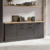 Madia Flux 4 ante e 2 cassetti in colore nero cabezone e top rovere riviera