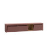 Soggiorno parete attrezzata Core grande con porta tv e pensili in colore rovere e terracotta