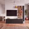 Soggiorno parete attrezzata Core piccolo con porta tv e libreria pensile in rovere e nero