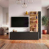 Soggiorno parete attrezzata Core piccolo con porta tv e libreria pensile in rovere e nero