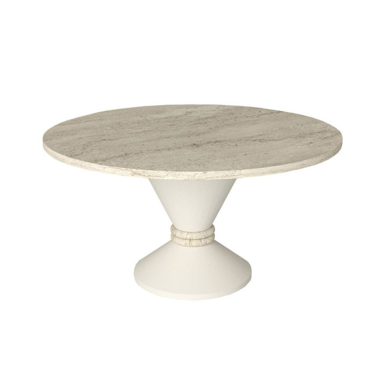 Tavolino da salotto Lepper con piano travertino e base cashmere