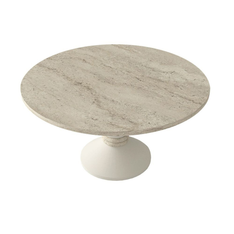 Tavolino da salotto Lepper con piano travertino e base cashmere