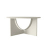 Tavolino da salotto Lemmar con piano tondo e gambe a croce con intaglio ad arco colore cashmere