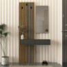 Mobile ingresso Elois con 3 ganci appendi abiti e specchio in colore antracite e rovere