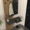 Mobile ingresso Elois con 3 ganci appendi abiti e specchio in colore antracite e rovere