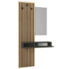 Mobile ingresso Elois con 3 ganci appendi abiti e specchio in colore antracite e rovere