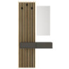 Mobile ingresso Elois con 3 ganci appendi abiti e specchio in colore antracite e rovere