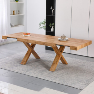 Tavolo allungabile Cindy con piano e gambe colore rovere
