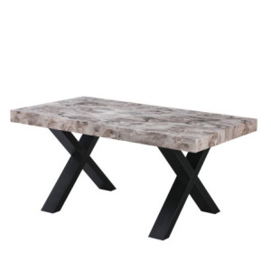 Zoom Tavolo allungabile Cindy con piano effetto marmo grigio e gambe nere