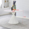 Tavolo tondo fisso Taini con piano in ceramica effetto marmo bianco opaco e gambe in metallo bianco