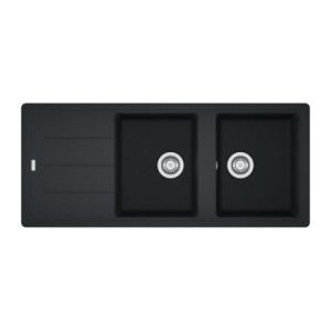 Lavello 2 vasche con gocciolatoio reversibile Franke 116x50 BFG 621 in fragranite nero