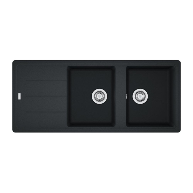 Lavello 2 vasche con gocciolatoio reversibile Franke 116x50 BFG 621 in fragranite nero
