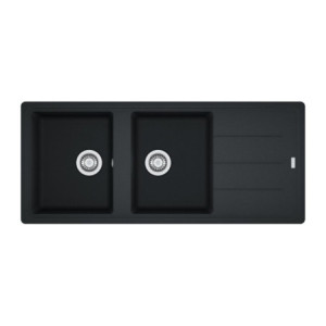 Zoom Lavello 2 vasche con gocciolatoio reversibile Franke 116x50 BFG 621 in fragranite nero