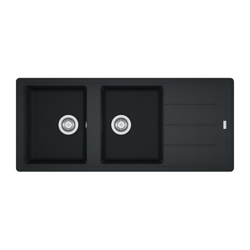 Lavello 2 vasche con gocciolatoio reversibile Franke 116x50 BFG 621 in fragranite nero