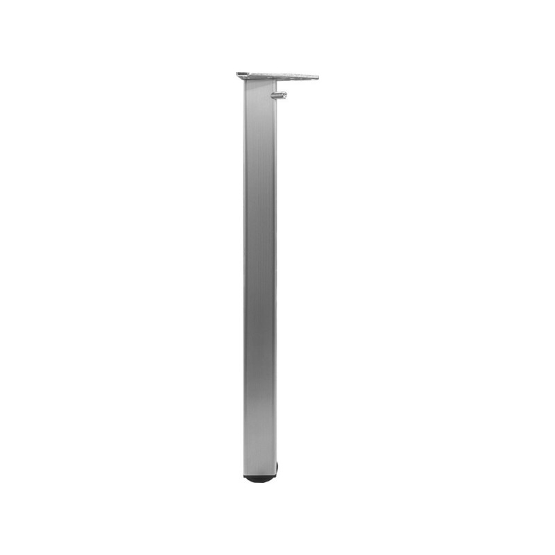 Confezione 4 gambe per tavolo in alluminio con piedini in plastica nera altezza regolabile 70.5/76.5 cm.