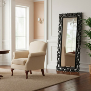 Zoom Specchiera Anna in espanso con cornice nero lucido