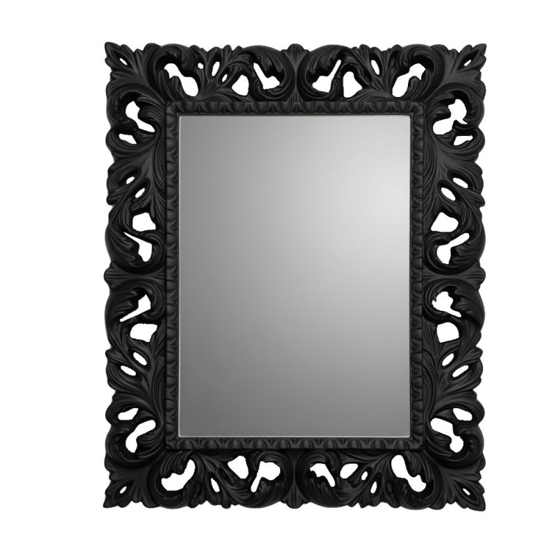 Specchiera Madrid con decoro in stile barocco nero lucido
