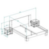 Struttura letto matrimoniale Meria 180 cm. con comodini integrati antracite e rovere