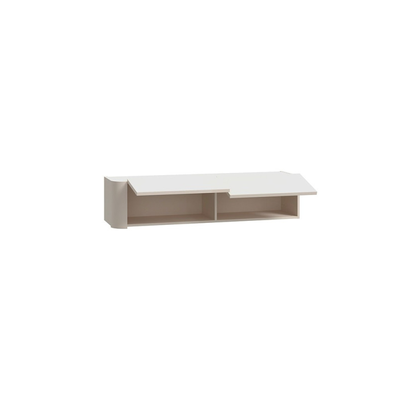 Soggiorno parete attrezzata Core grande con porta tv e pensili in colore rovere e cashmere