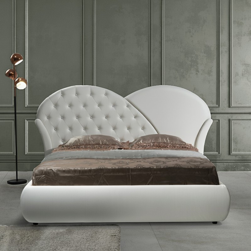 Letto matrimoniale Marubi bianco con contenitore moderno
