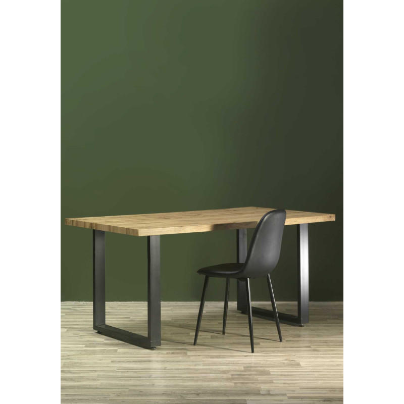 Tavolo Metallo Canberra Nero Con Top Legno Naturale Cm 160x90h75