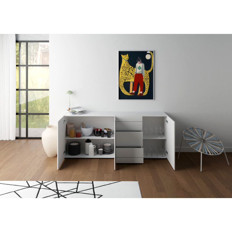 Madia moderna 3 ante/3 cassetti 200x40x83,5 cm Elios