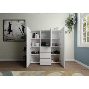 Zoom Credenza alta moderna 5 ante/3 cassetti 150x35x165 cm Elios