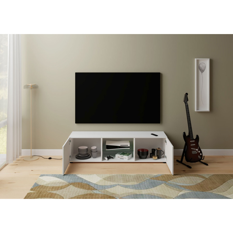 Porta TV moderno 2 ante con vano a giorno 150x40x40 cm Elios