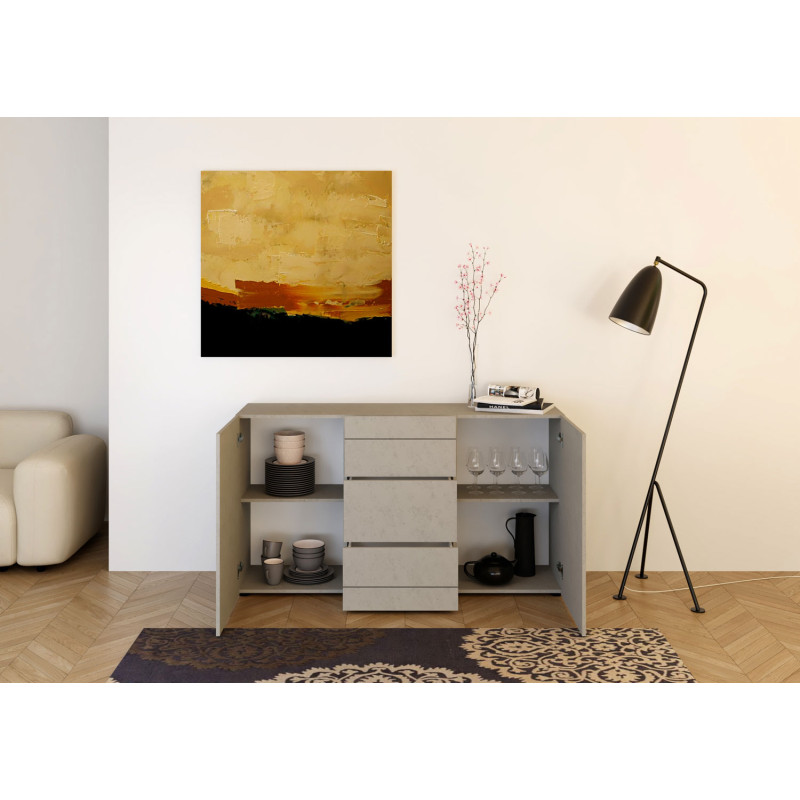 Madia moderna 2 ante/3 cassetti 150x40x83,5 cm Elios
