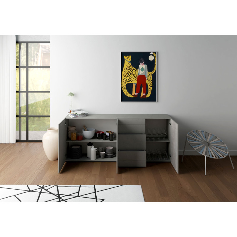 Madia moderna 3 ante/3 cassetti 200x40x83,5 cm Elios