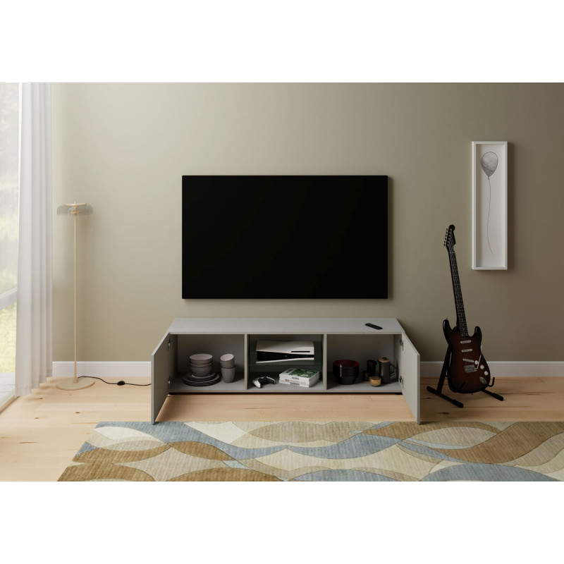Porta TV moderno 2 ante con vano a giorno 150x40x40 cm Elios