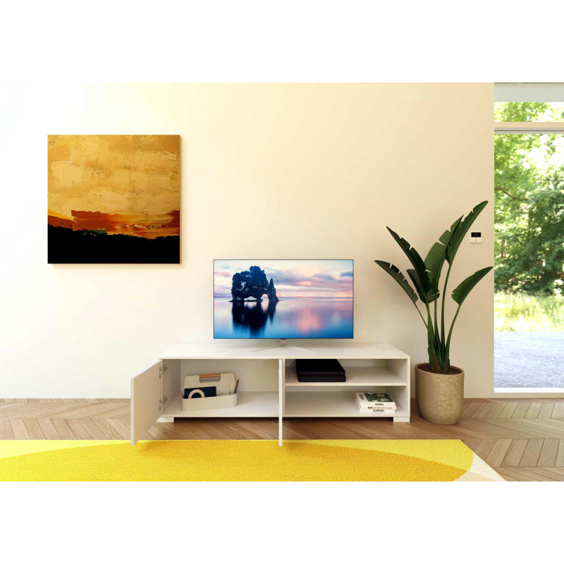 Porta TV moderno 2 ante con vano a giorno 150x40x40 cm Lumina